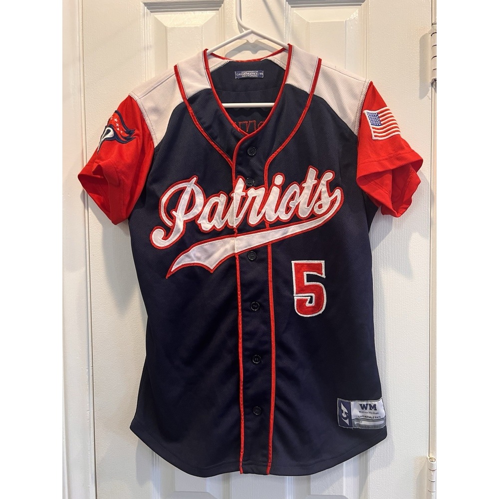 Garbathletics Women's Patriots Custom Baseball Softball Jersey #5 Jones Medium